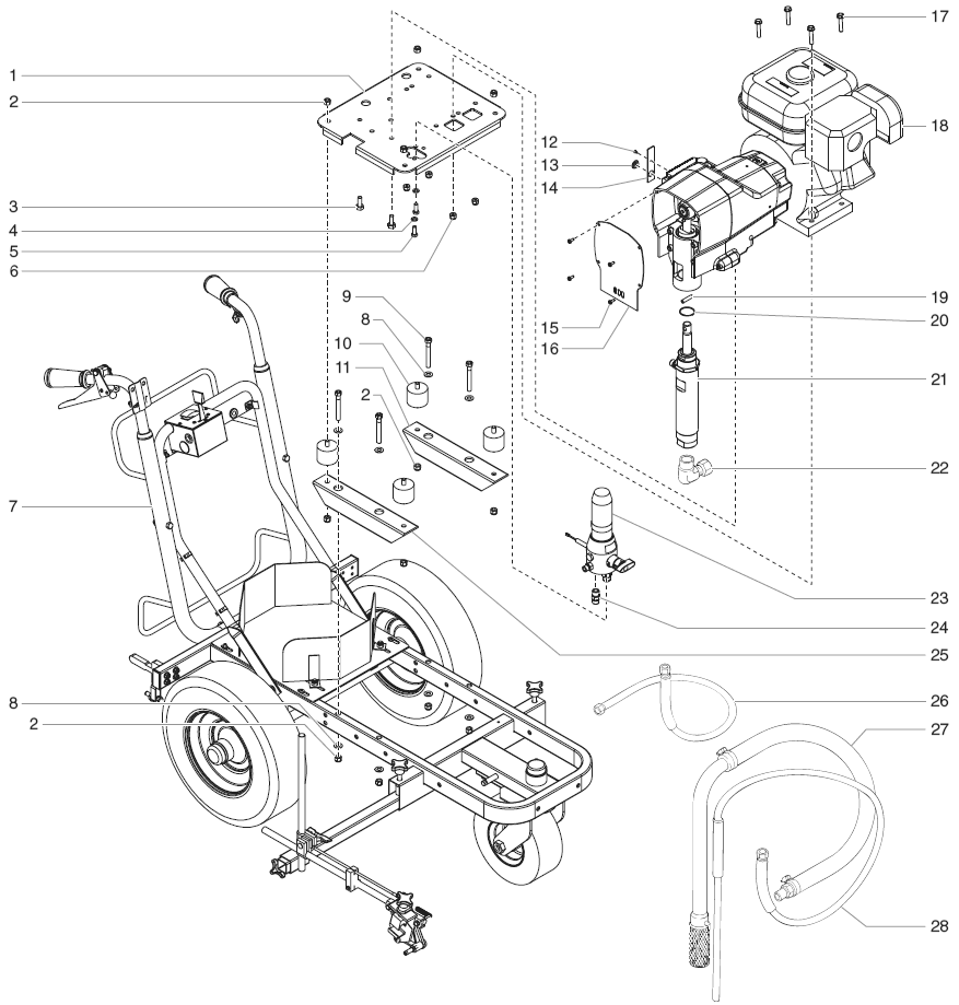 Lcx 130 Main Assembly Diagram and Parts List for LCX130  Titan Paint Sprayer