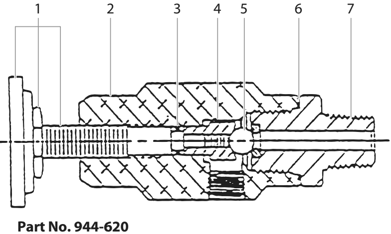Hydra M2000 944-620 Bleed Valve Assembly, 1/8â€ Npt Diagram and Parts List for HYDRA-M2000  Titan Paint Sprayer