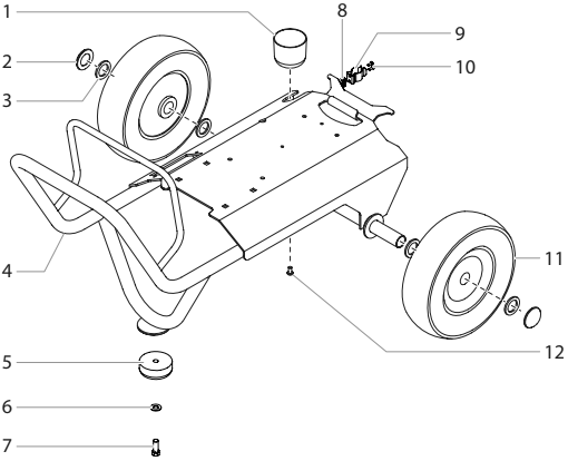 Cart Assembly Diagram and Parts List for AIRCOAT-AIR-ASSISTED  Titan Paint Sprayer