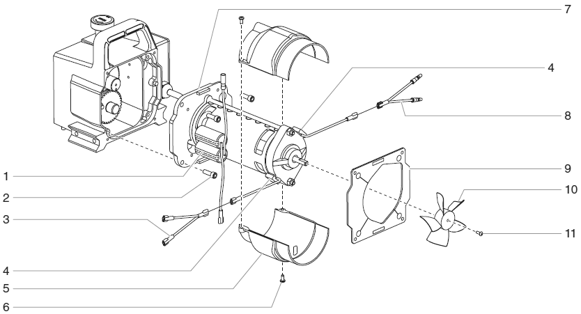 Rentspray 450 Motor Assembly Diagram and Parts List for 450  Titan Paint Sprayer