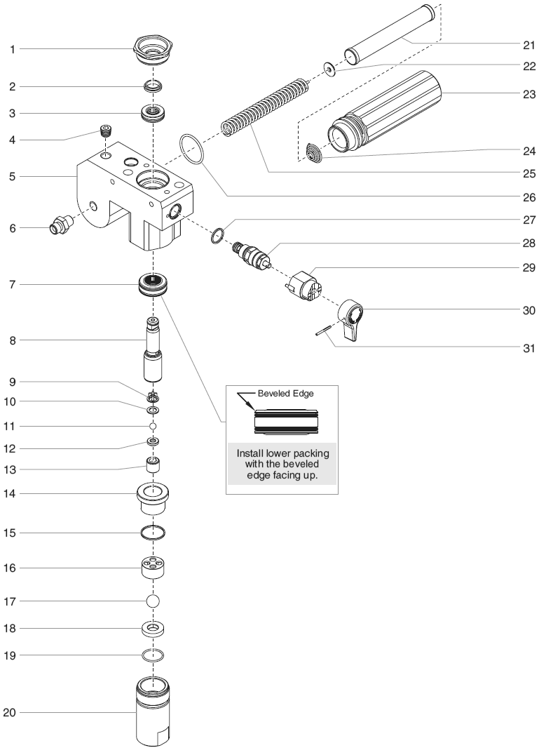 Rentspray 650 Fluid Section Assembly Diagram and Parts List for 650  Titan Paint Sprayer