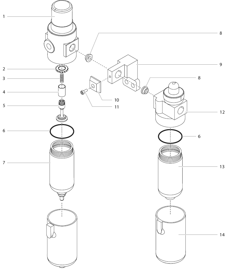 Powrcoat 630 Automatic Filter, Lubricator, Regulator Assembly Diagram and Parts List for 630  Titan Paint Sprayer