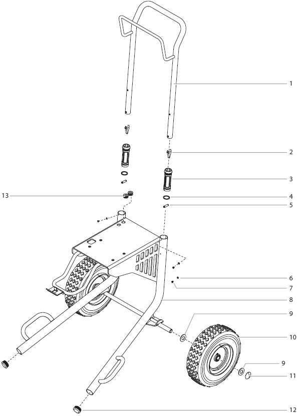 Elite 3500 Cart Assembly (Model 0537012) Diagram and Parts List for ELITE-3500  Titan Paint Sprayer