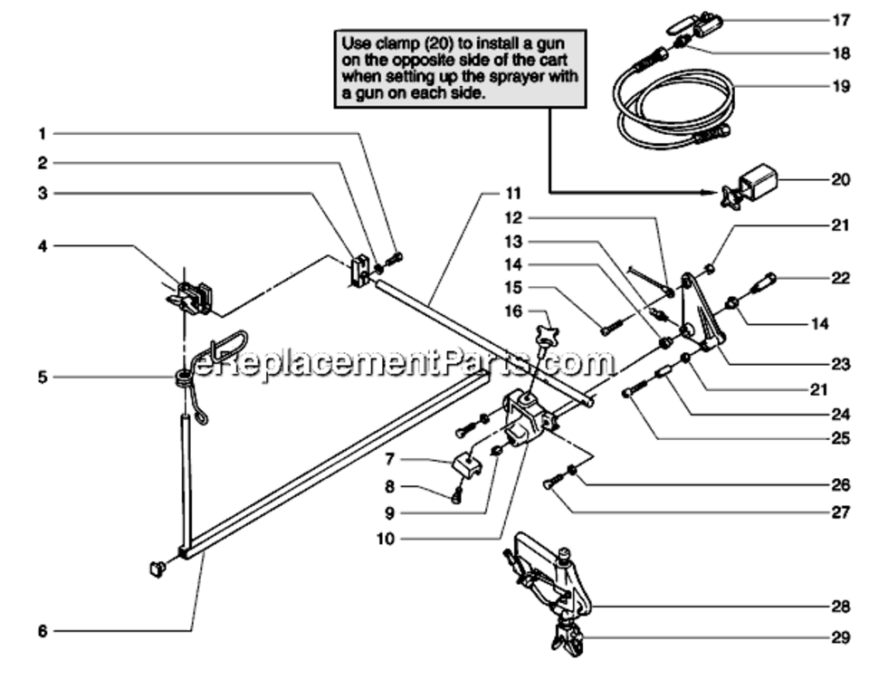 Second Gun Assembly Diagram and Parts List for 9900XLT 759-990 Titan Paint Sprayer