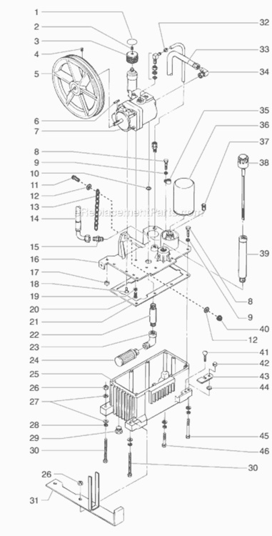 Hydraulic System Assembly Diagram and Parts List for 9900XLT 759-990 Titan Paint Sprayer
