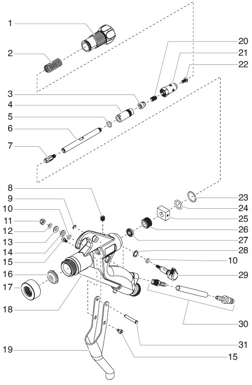 Powrtex 300dd / 600dd Gun (P/N 600-400) Diagram and Parts List for 300DD 600DD Titan Paint Sprayer