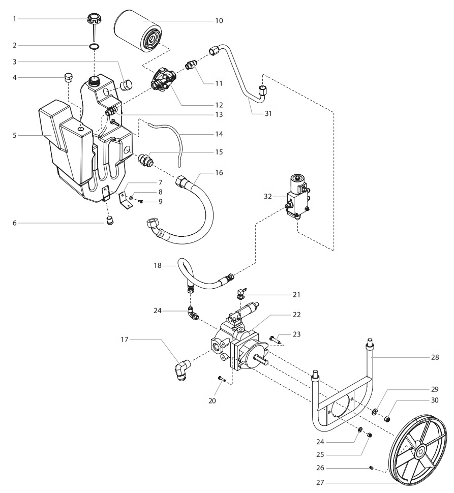 Powrbeast 4700/4700t Hydraulic System Diagram and Parts List for 4700T-4700 120V - Gas Titan Paint Sprayer