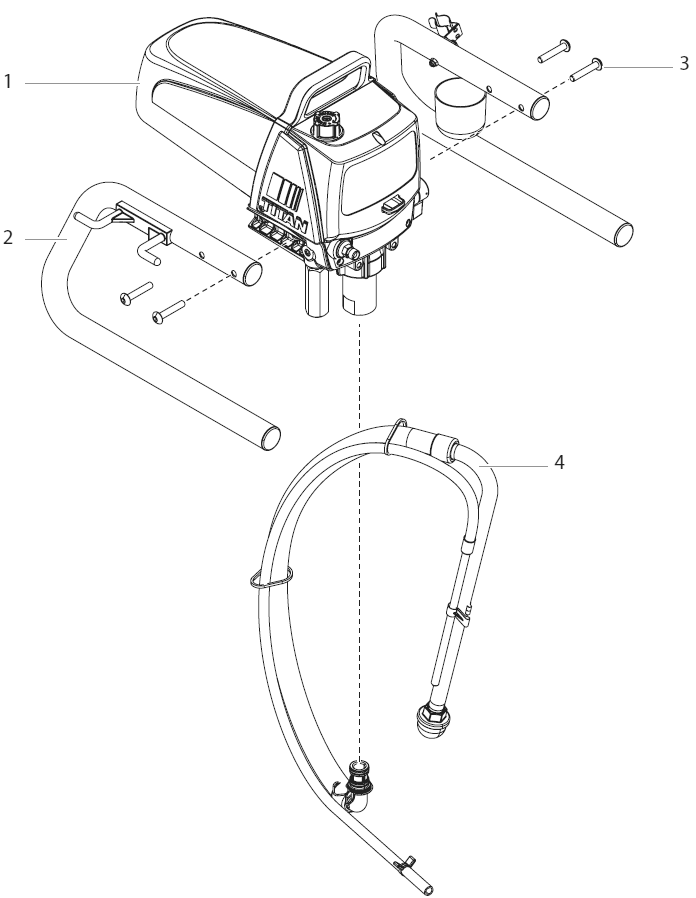Impact 340 Main Assembly Diagram and Parts List for 340-0532026  Titan Paint Sprayer