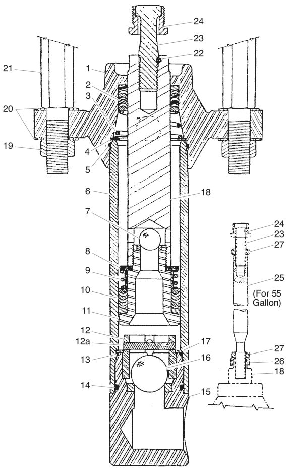 Commander Fluid Pump Assembly Diagram and Parts List for 245-555  Titan Paint Sprayer