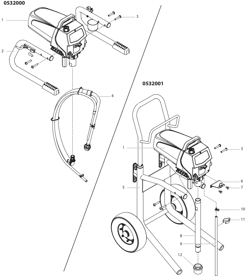 Impact 400 Main Assembly Diagram and Parts List for 400 0532001-0532000 Titan Paint Sprayer