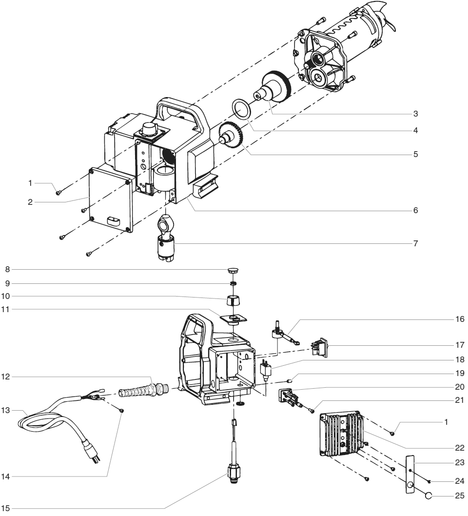 Performer 640i Gear Box Assembly Diagram and Parts List for 640I performer Titan Paint Sprayer