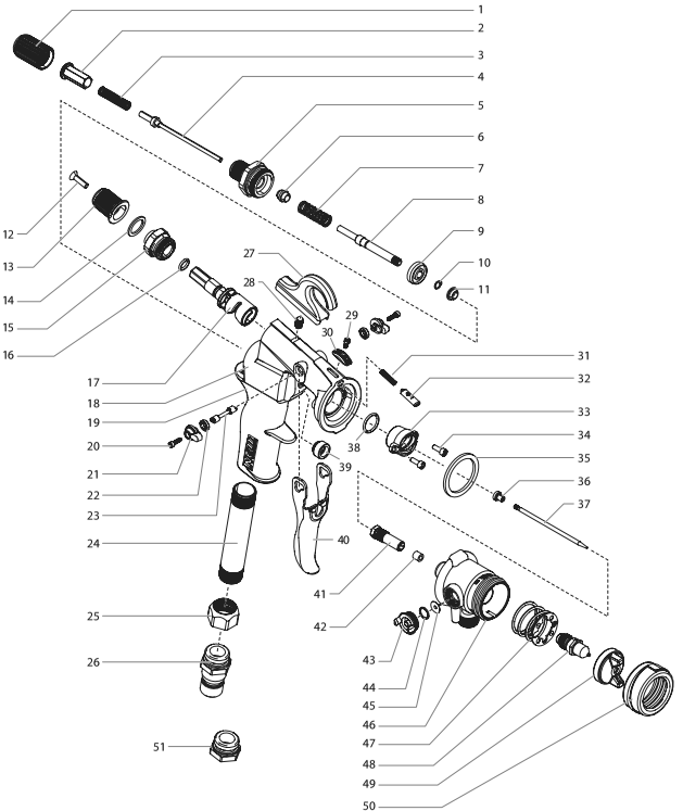 Capspray Maxum Elite Gun Assembly Diagram and Parts List for CAPSPRAY-MAXUMELITEHVLP  Titan Sprayer