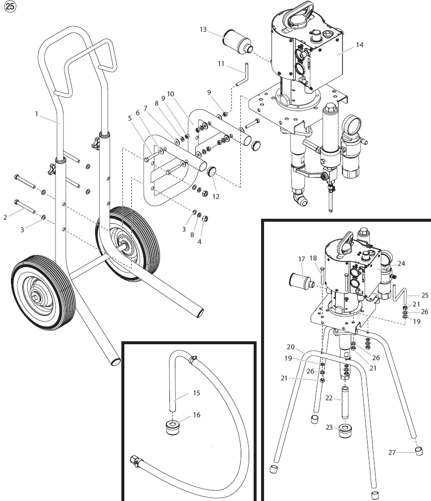 Main Assembly Diagram and Parts List for AIRCOAT-423  Titan Paint Sprayer