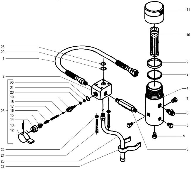 1200gxc Filter Block Assembly Diagram and Parts List for 1200GXC  Titan Paint Sprayer