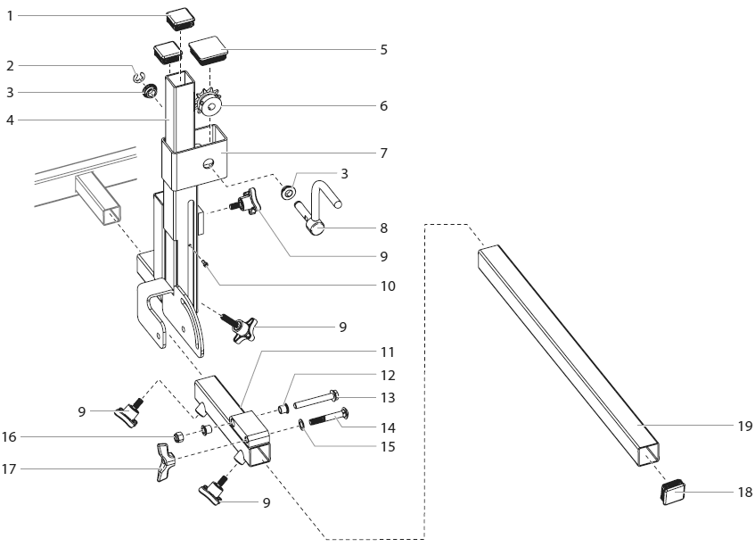 Powrliner 8955 Lift / Tilt Assembly Diagram and Parts List for 8955  Titan Paint Sprayer