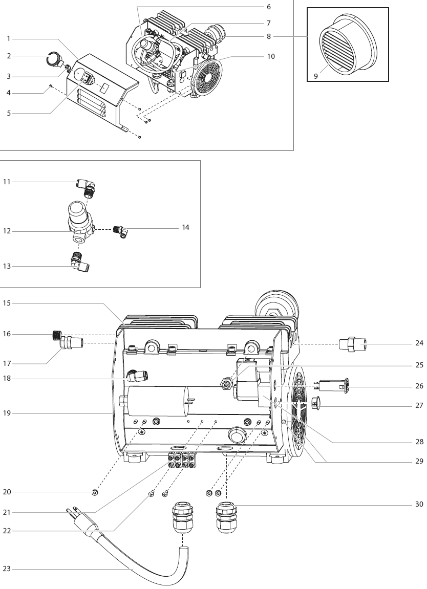 Compressor Assembly Diagram and Parts List for MULTIFINISH440  Titan Paint Sprayer