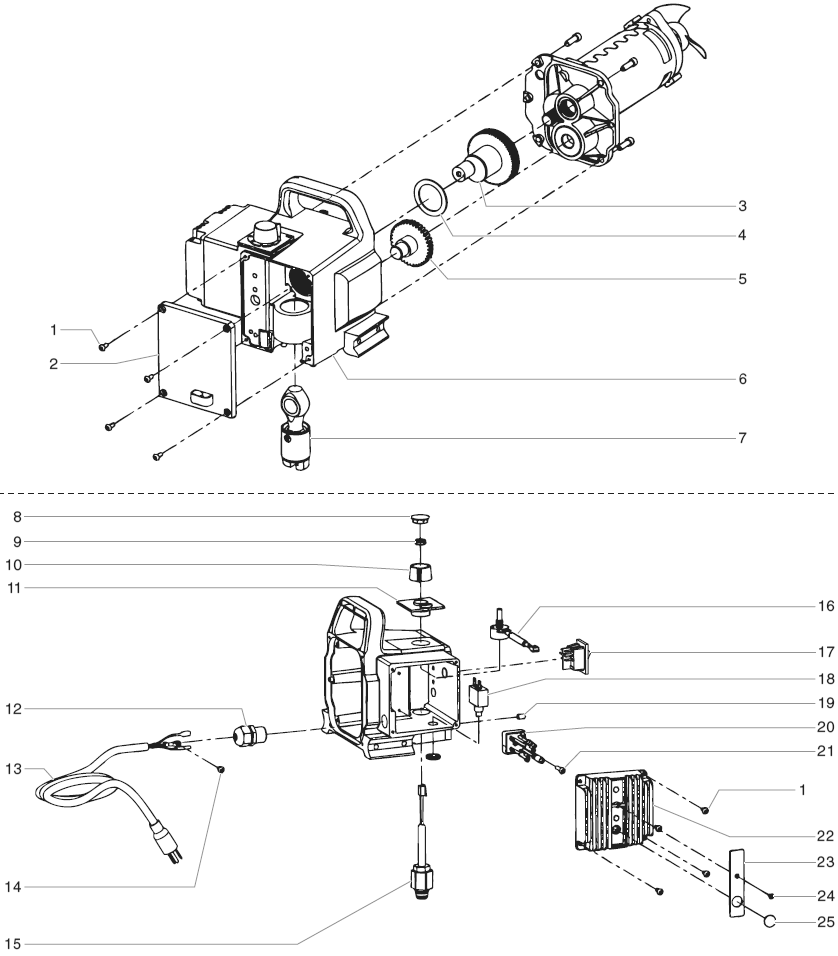 640i Gear Box Assembly Diagram and Parts List for 640I  Titan Paint Sprayer