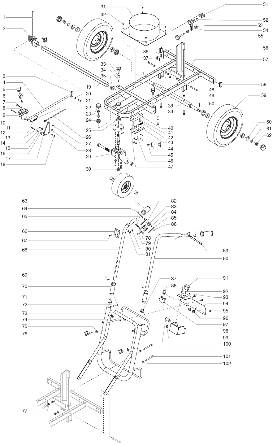 Powrliner 4900 Cart Assembly(P/N 779-001) Diagram and Parts List for 4900  Titan Paint Sprayer