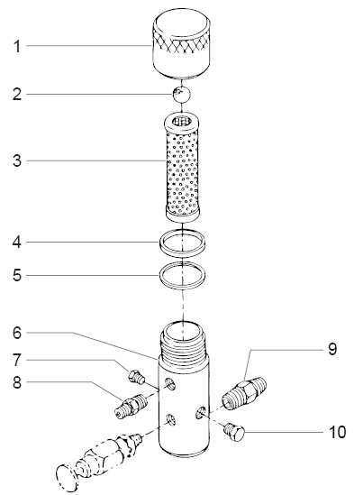 Powrtwin 3500 50th Ann. Outlet Manifold Filter Assembly Diagram and Parts List for 3500  Titan Paint Sprayer