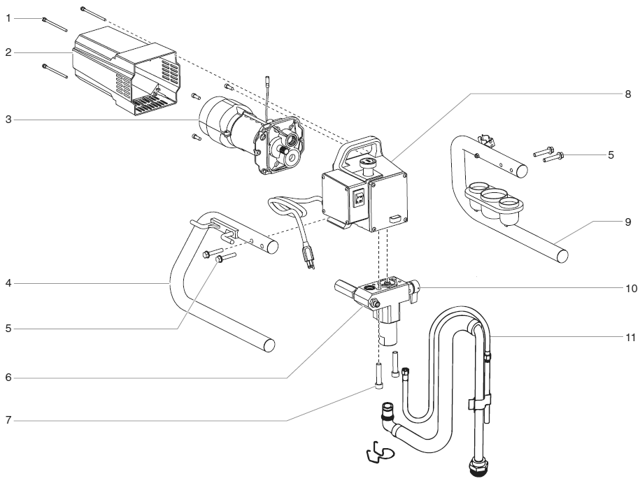 Rentspray 450 Main Assembly Diagram and Parts List for 450  Titan Paint Sprayer