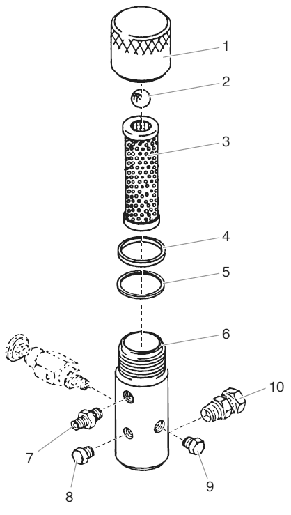Outlet Manifold Filter Assembly Diagram and Parts List for 920 admiral Titan Paint Sprayer