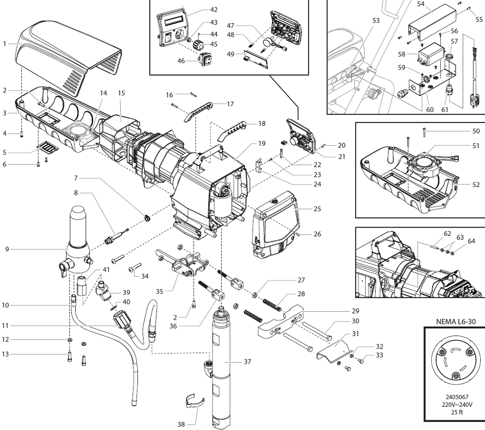 Main Assembly Diagram and Parts List for 1640  Titan Paint Sprayer