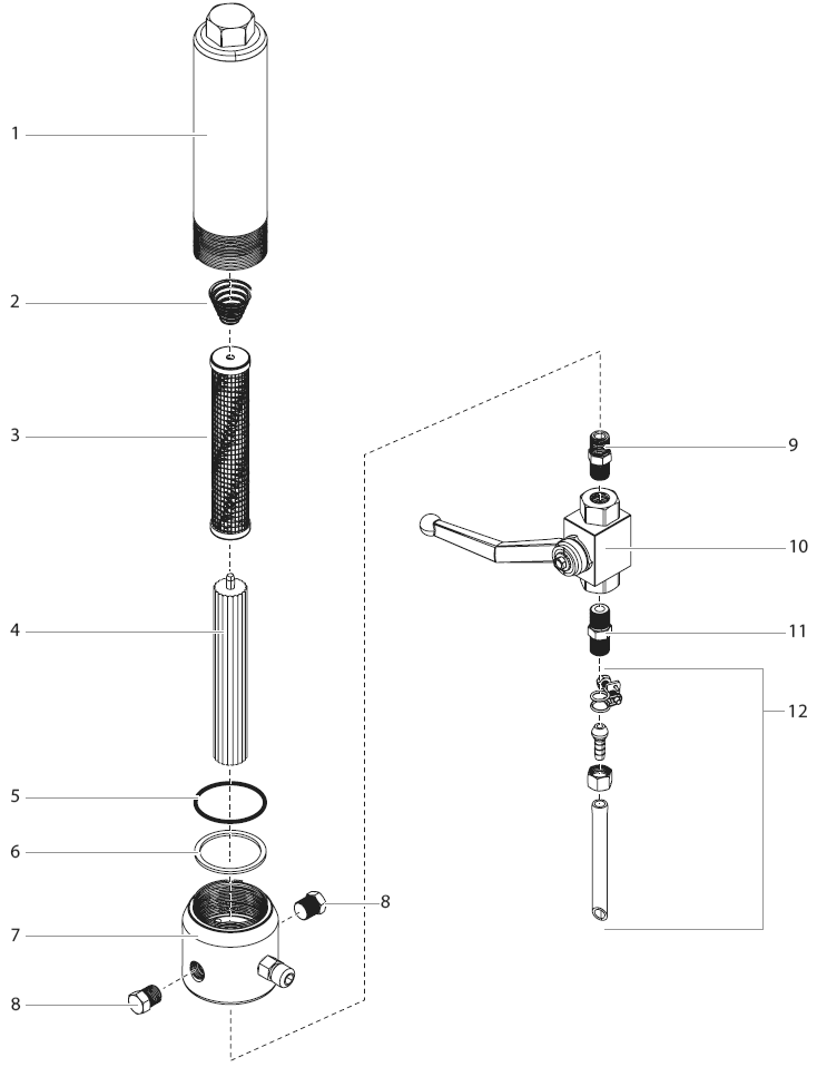 Powrcoat 630 High Pressure Filter Diagram and Parts List for 630  Titan Paint Sprayer