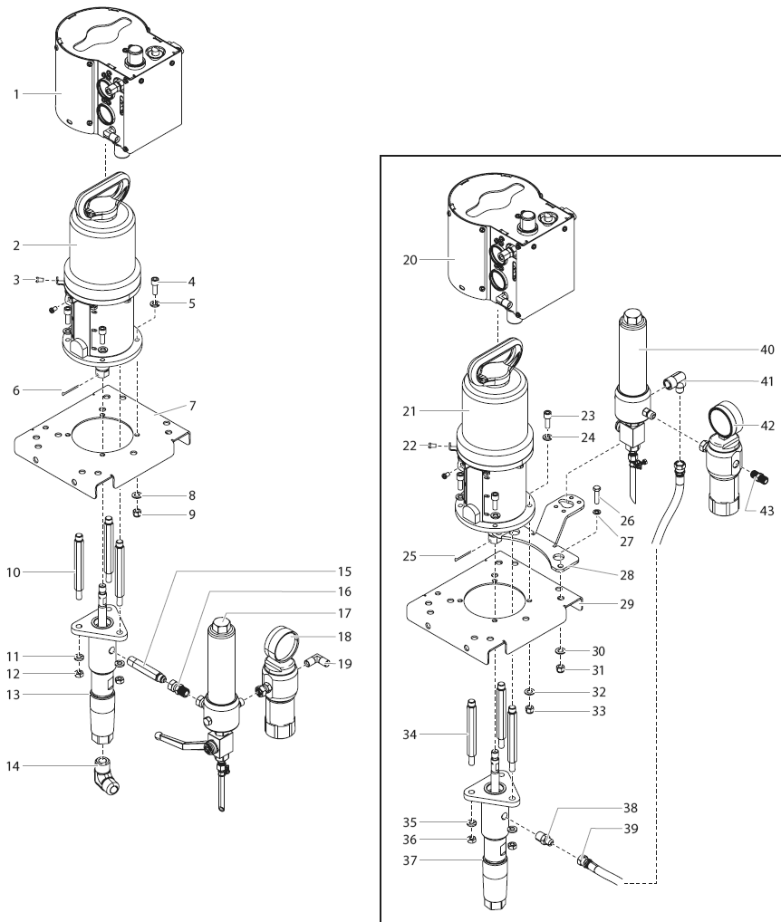 Motor/Pump Assembly Diagram and Parts List for AIRCOAT-423  Titan Paint Sprayer