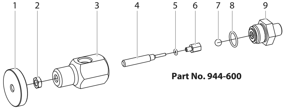 Hydra M2000 945-600 Bleed Valve Assembly, 1/2â€ Npt Diagram and Parts List for HYDRA-M2000  Titan Paint Sprayer