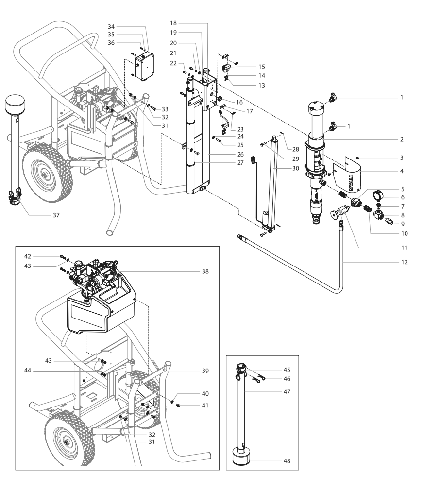 Hydra X (4540, 7230) Main Assembly Ii Diagram and Parts List for 4540-7230 Hydra X Titan Paint Sprayer