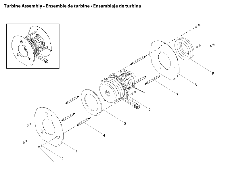 Capspray 105 Turbine Assembly Diagram and Parts List for CAPSPRAY-105HVLP  Titan Paint Sprayer