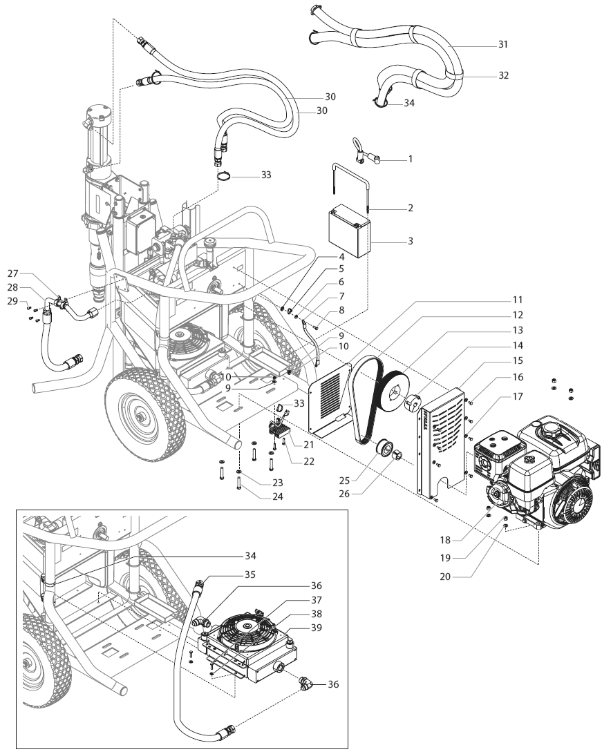 Hydra X (4540, 7230) Main Assembly I Diagram and Parts List for 4540-7230 Hydra X Titan Paint Sprayer