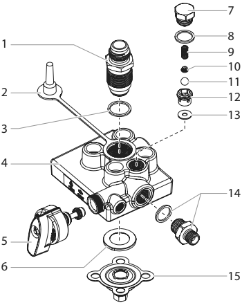 Pump Head Assembly Diagram and Parts List for AIRCOAT-AIR-ASSISTED  Titan Paint Sprayer