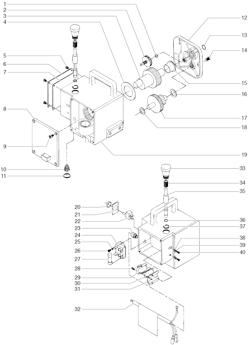 330 Gear Box Assembly Diagram and Parts List for 330  Titan Paint Sprayer