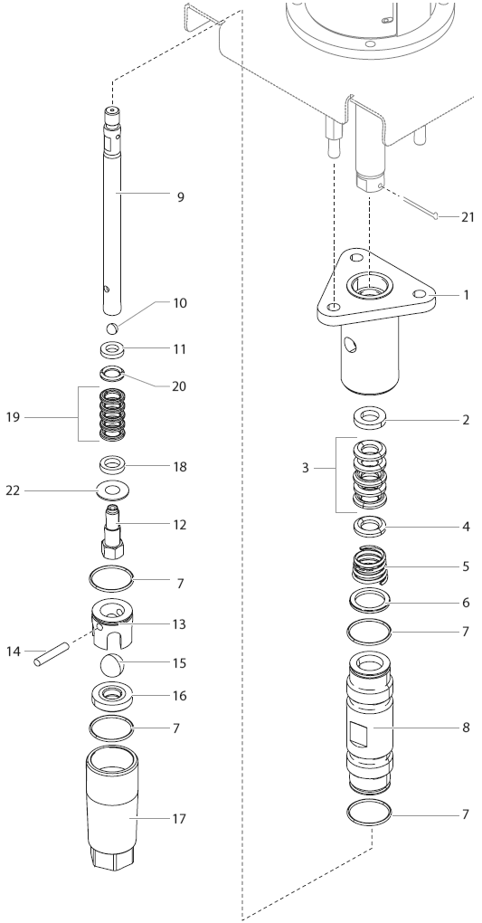 Fluid Pump Assembly Diagram and Parts List for AIRCOAT-423  Titan Paint Sprayer