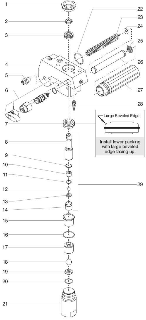 Epx2355 Fluid Section Assembly Diagram and Parts List for EPX2355  Titan Paint Sprayer