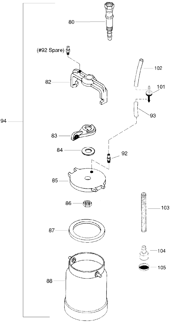 Profinish 773-140 Quart Cup Assembly Diagram and Parts List for TS-TSR-TSP  Titan Paint Sprayer