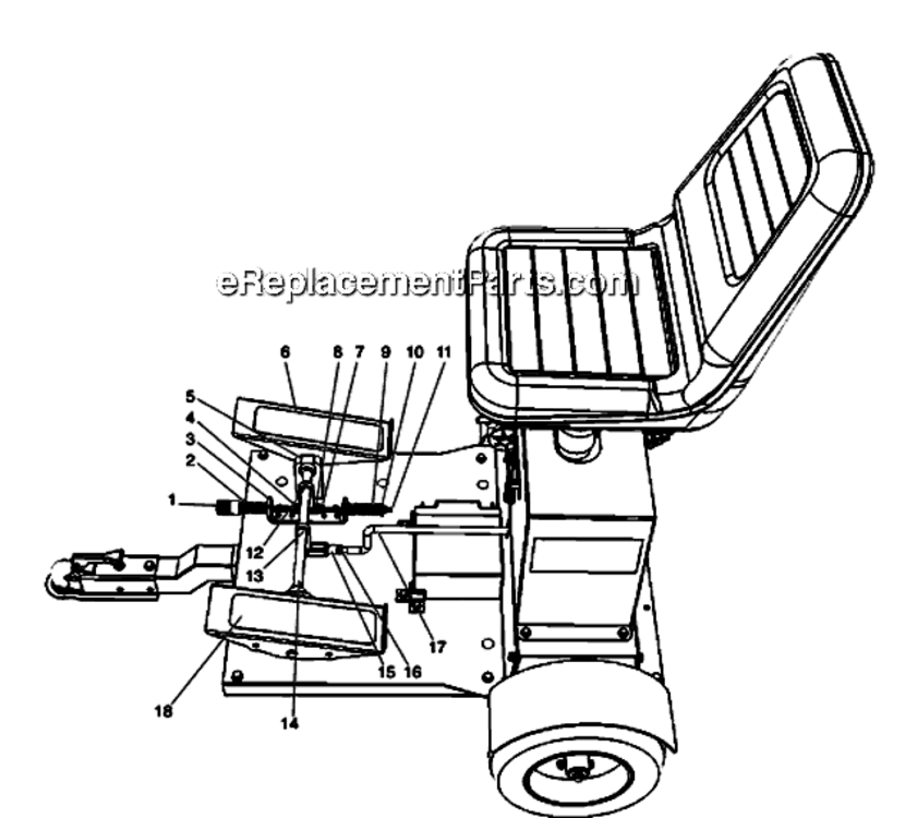 Pedal Control Diagram and Parts List for SPEEFLO 0290007 Titan Paint Sprayer