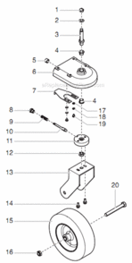 Front Wheel Assembly Diagram and Parts List for 2850 0290008 Titan Paint Sprayer