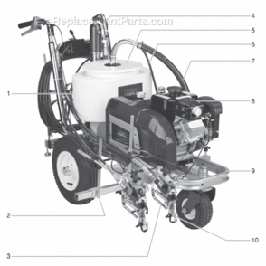Main Assembly Diagram and Parts List for 6950 0290010 Titan Paint Sprayer