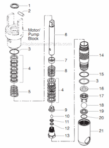 Filter Assembly Diagram and Parts List for 6950 0290010 Titan Paint Sprayer