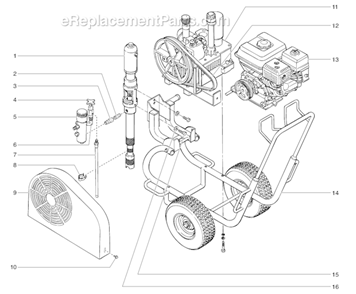 Main Assembly Diagram and Parts List for 6900GHD 448-605 Titan Sprayer