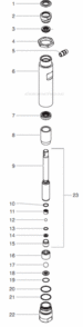 Fluid Section Assembly Diagram and Parts List for GPX 0509008 Titan Paint Sprayer