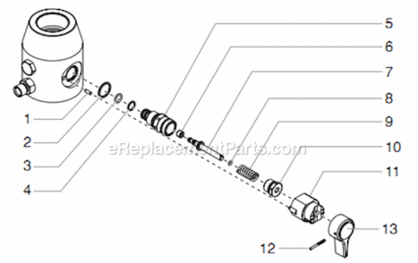Prime/Spray Valve Assembly Diagram and Parts List for GPX 0509008 Titan Paint Sprayer