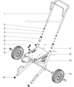 Cart Assembly Diagram and Parts List for GPX165 0509009 Titan Paint Sprayer