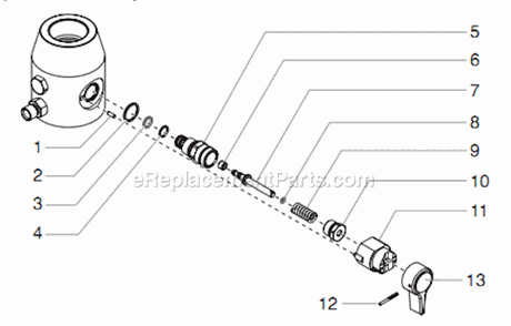 Prime/Spray Valve Assembly Diagram and Parts List for GPX165 0509009 Titan Paint Sprayer