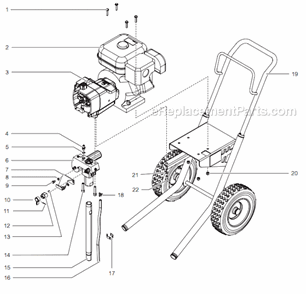 Main Assembly Diagram and Parts List for GPX85 0509036 Titan Paint Sprayer