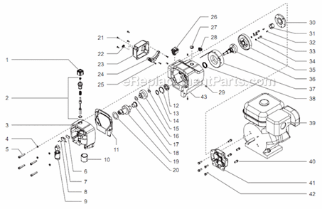 Drive Assembly Diagram and Parts List for GPX85 0509036 Titan Paint Sprayer