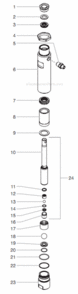 Fluid Section Assembly Diagram and Parts List for GPX 0509039 Titan Paint Sprayer