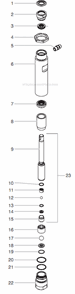 Fluid Section Assembly Diagram and Parts List for GPX130 0509054 Titan Paint Sprayer